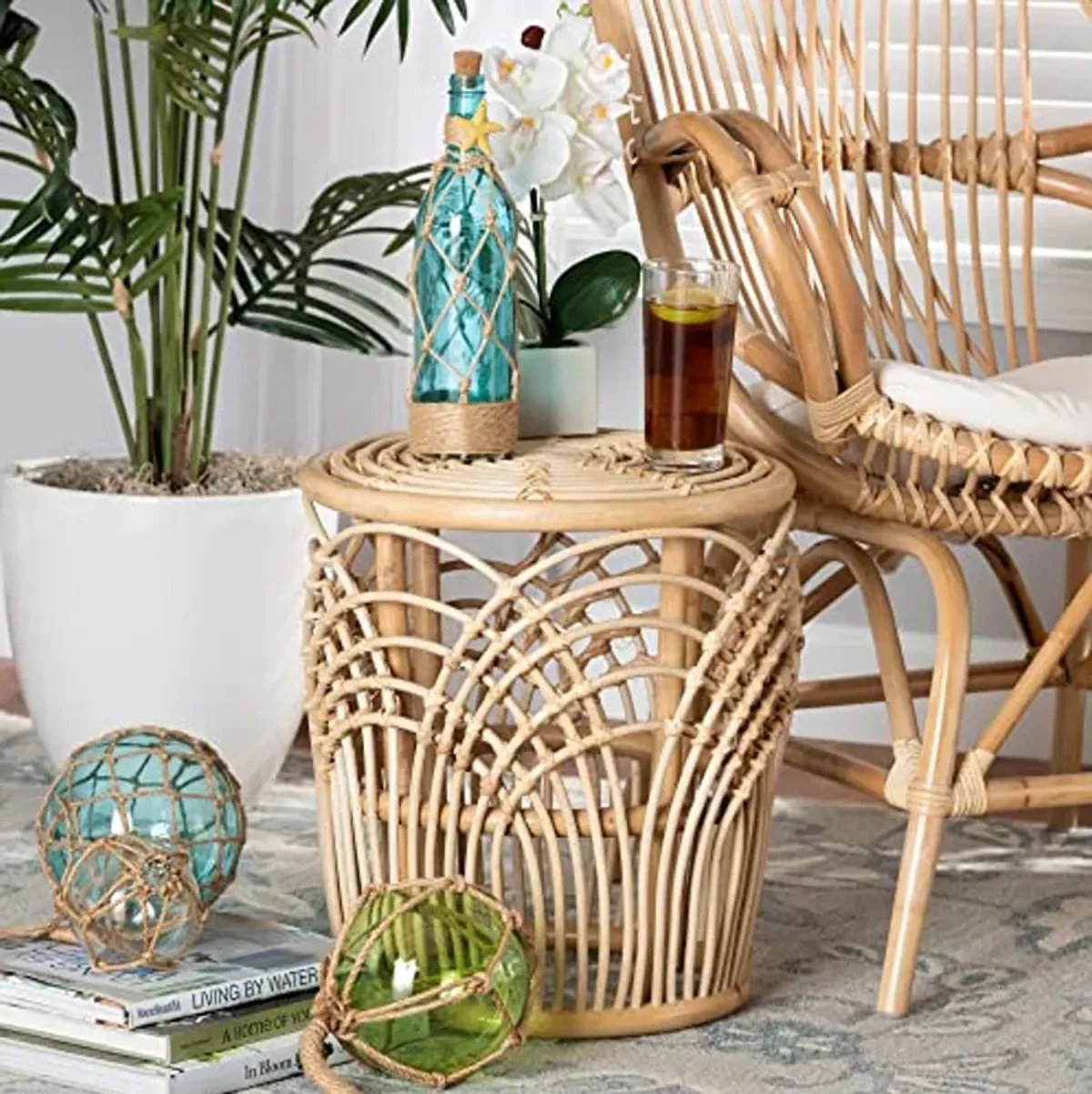 Baxton Studio Edena Natural Rattan End Table