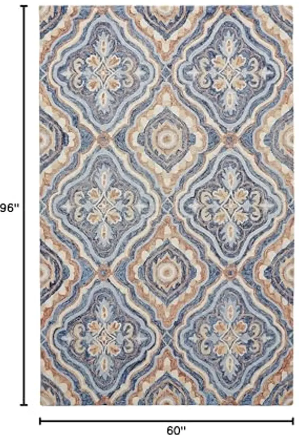 Feizy Rugs - Rhett Geometric Ornamental Rug, Diamonds, Rust/Ivory, 5ft x 8ft Area Rug