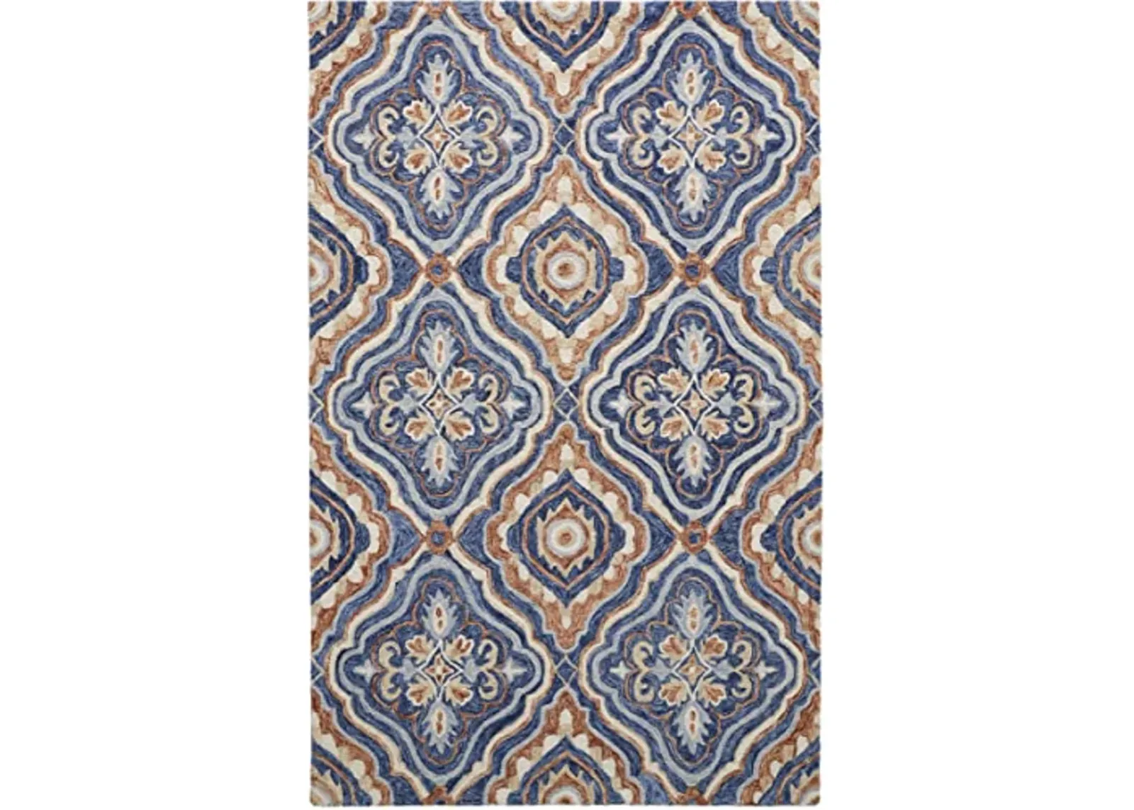 Feizy Rugs - Rhett Geometric Ornamental Rug, Diamonds, Rust/Ivory, 5ft x 8ft Area Rug