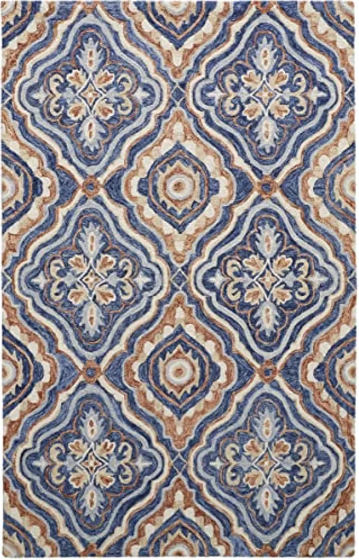 Feizy Rugs - Rhett Geometric Ornamental Rug, Diamonds, Rust/Ivory, 5ft x 8ft Area Rug