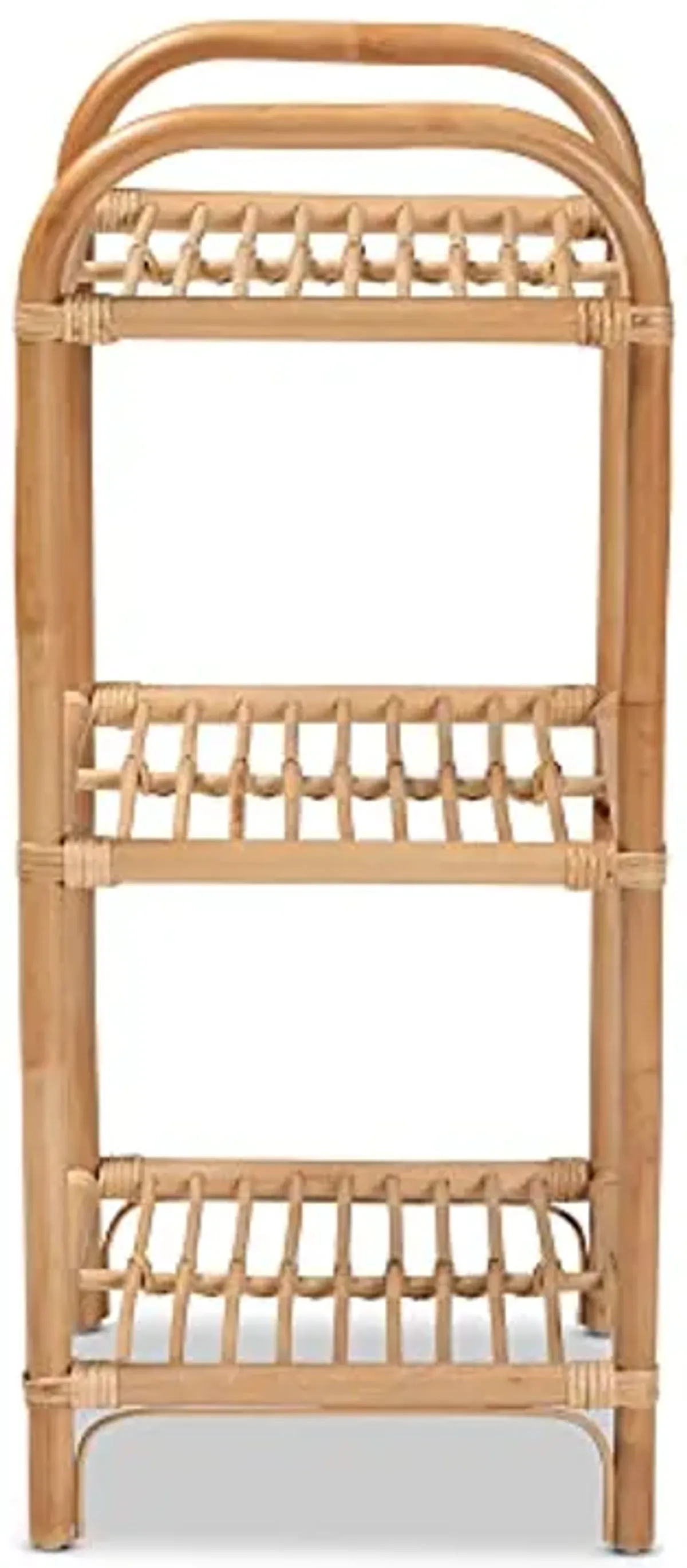 Bali & pari Barras Modern Bohemian Natural Rattan 3-Tier Display Shelf