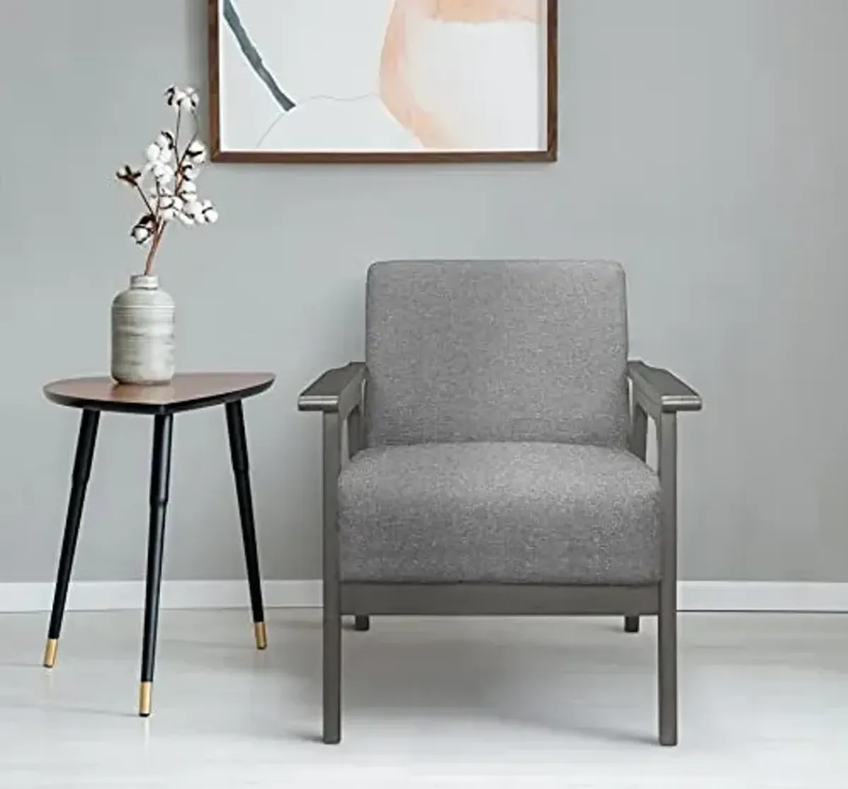 Lexicon Blake 27.5" W Fabric Wood Arm Lounge Chair, Gray