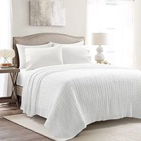 Lush Decor Cable Soft Knitted Blanket/Coverlet, 88" x 104", White