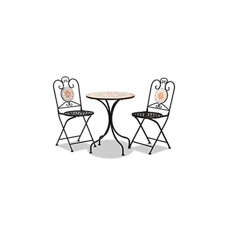 Baxton Studio Santina Modern Colored Ceramic and Metal 3pc Outdoor Dining Sets