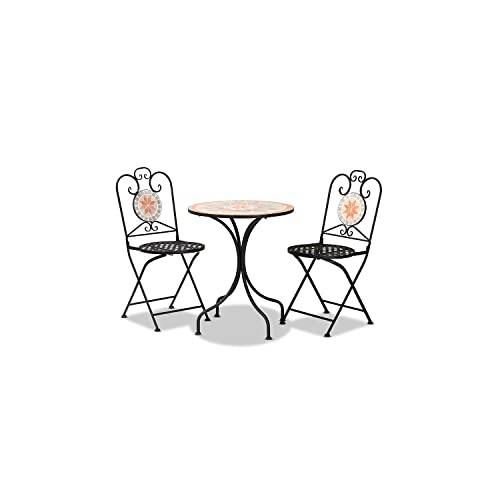 Baxton Studio Santina Modern Colored Ceramic and Metal 3pc Outdoor Dining Sets