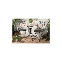 Baxton Studio Santina Modern Colored Ceramic and Metal 3pc Outdoor Dining Sets