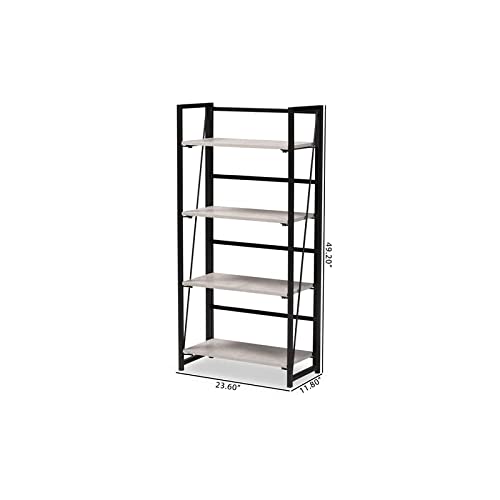 Baxton Studio Lakota Industrial Grey Wood and Black Metal 4Tier
