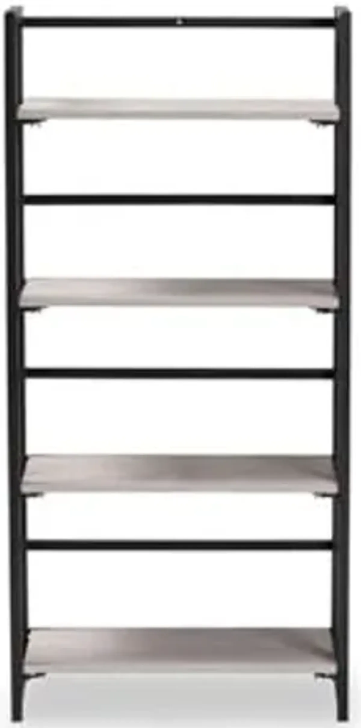 Baxton Studio Lakota Modern Industrial Light Grey Finished Wood and Black Metal 4-Tier Display Shelf