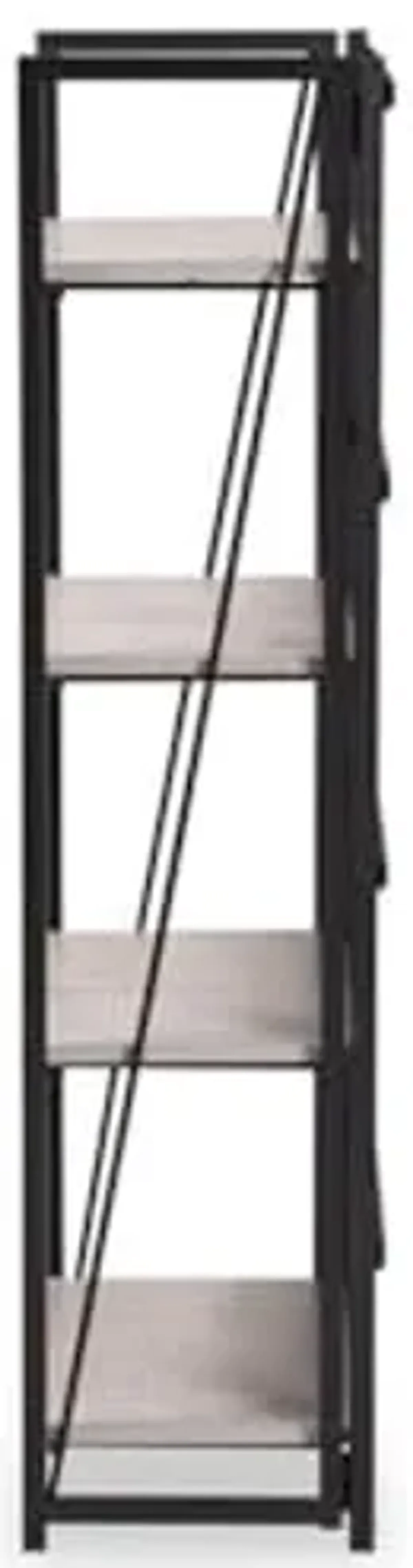 Baxton Studio Lakota Modern Industrial Light Grey Finished Wood and Black Metal 4-Tier Display Shelf