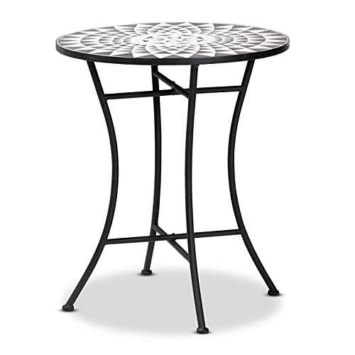 Baxton Studio Callison Modern Metal and Colored Glass Outdoor Dining Table