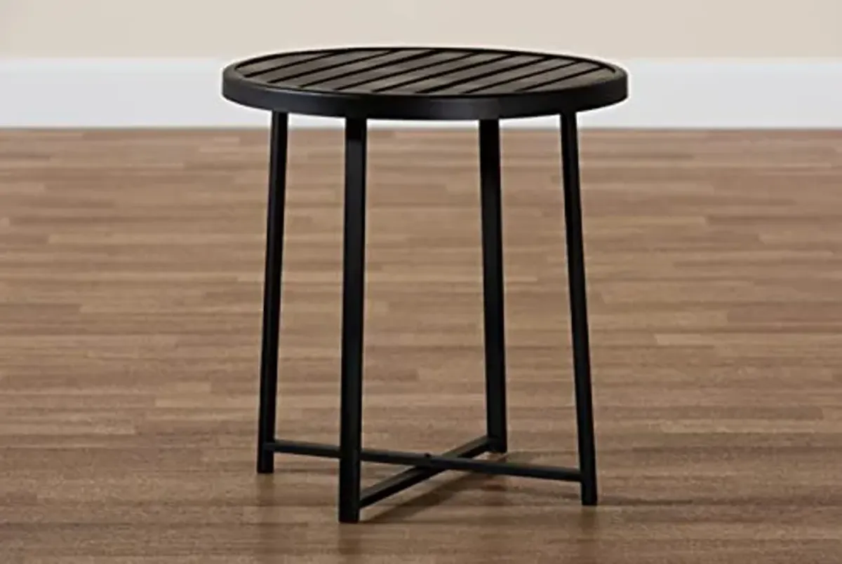 Baxton Studio Sadiya Modern Industrial Black Finished Metal Outdoor Side Table