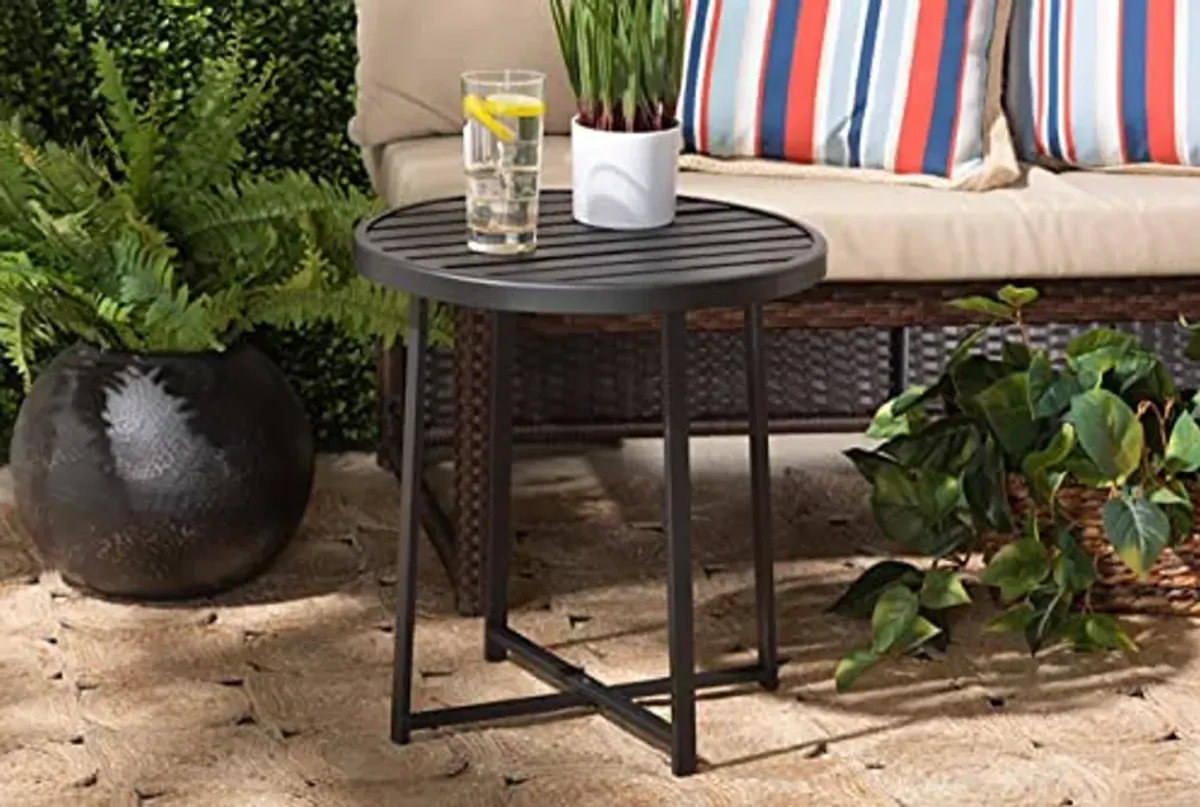 Baxton Studio Sadiya Modern Industrial Black Finished Metal Outdoor Side Table