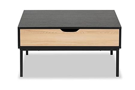 Baxton Studio Haben Contemporary Two-Tone Oak and Black Wood Coffee Table