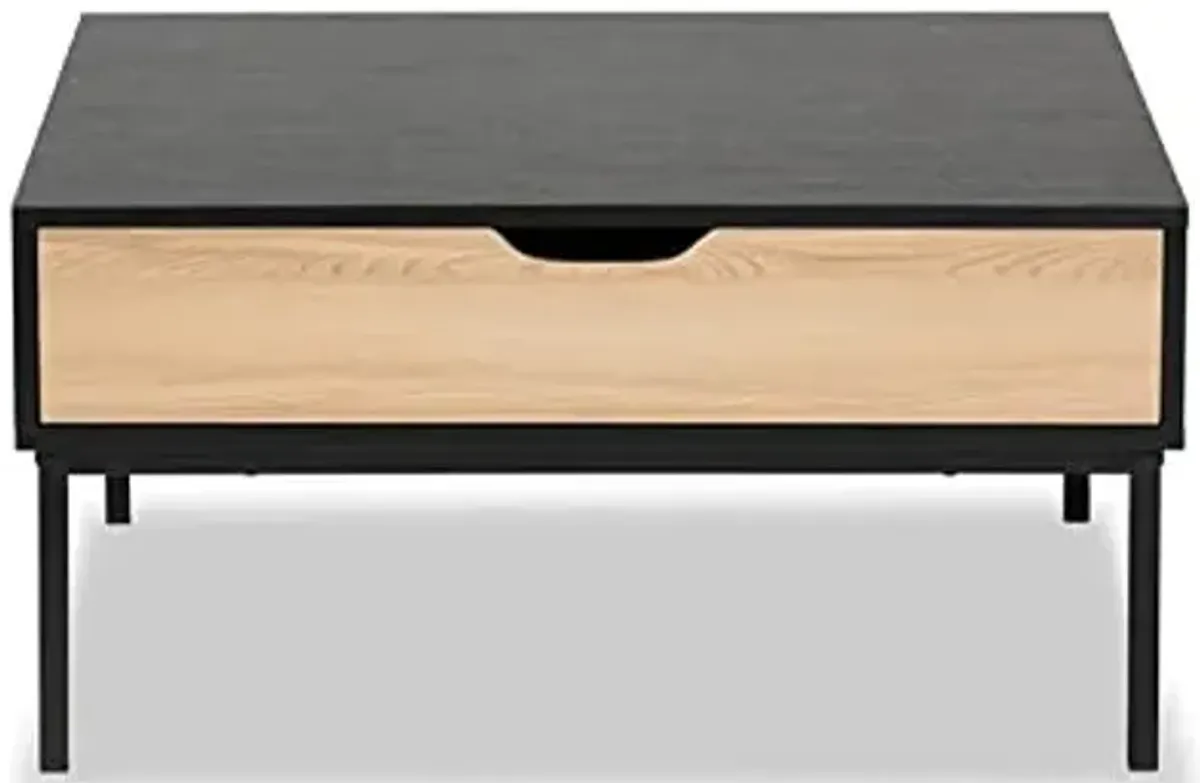 Baxton Studio Haben Modern and Contemporary Two-Tone Oak Brown and Black Finished Wood Coffee Table