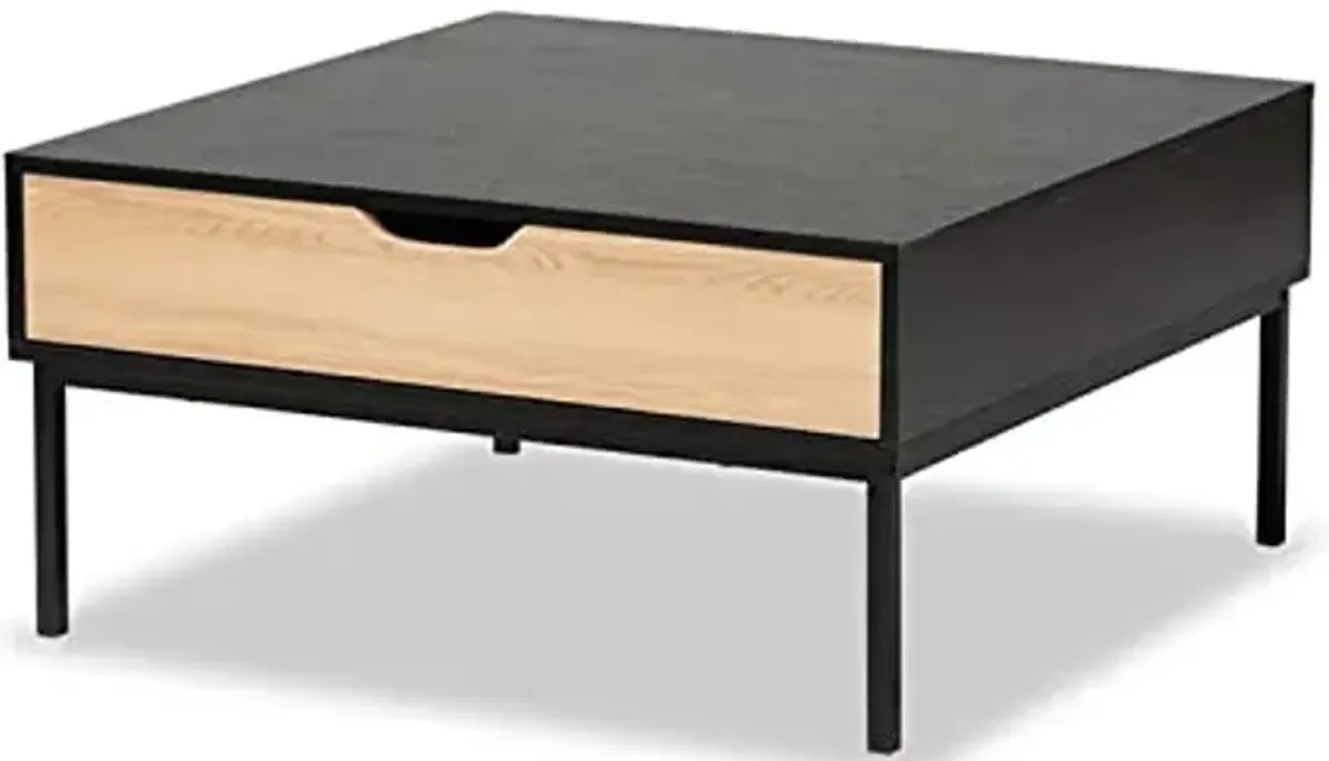 Baxton Studio Haben Modern and Contemporary Two-Tone Oak Brown and Black Finished Wood Coffee Table