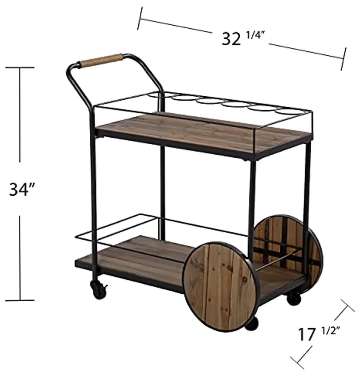 SEI Furniture Pemton Reclaimed Wood Bar Cart, Natural