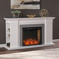 SEI Furniture Rylana Alexa Smart Fireplace w/ Bookcase, White