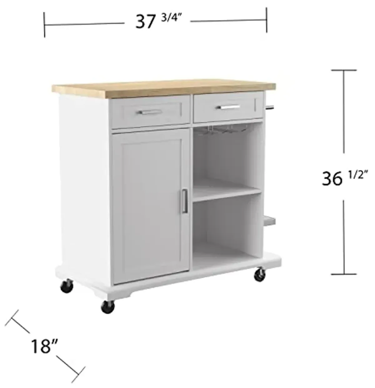 SEI Furniture Warkin Rolling Kitchen Island w/Storage