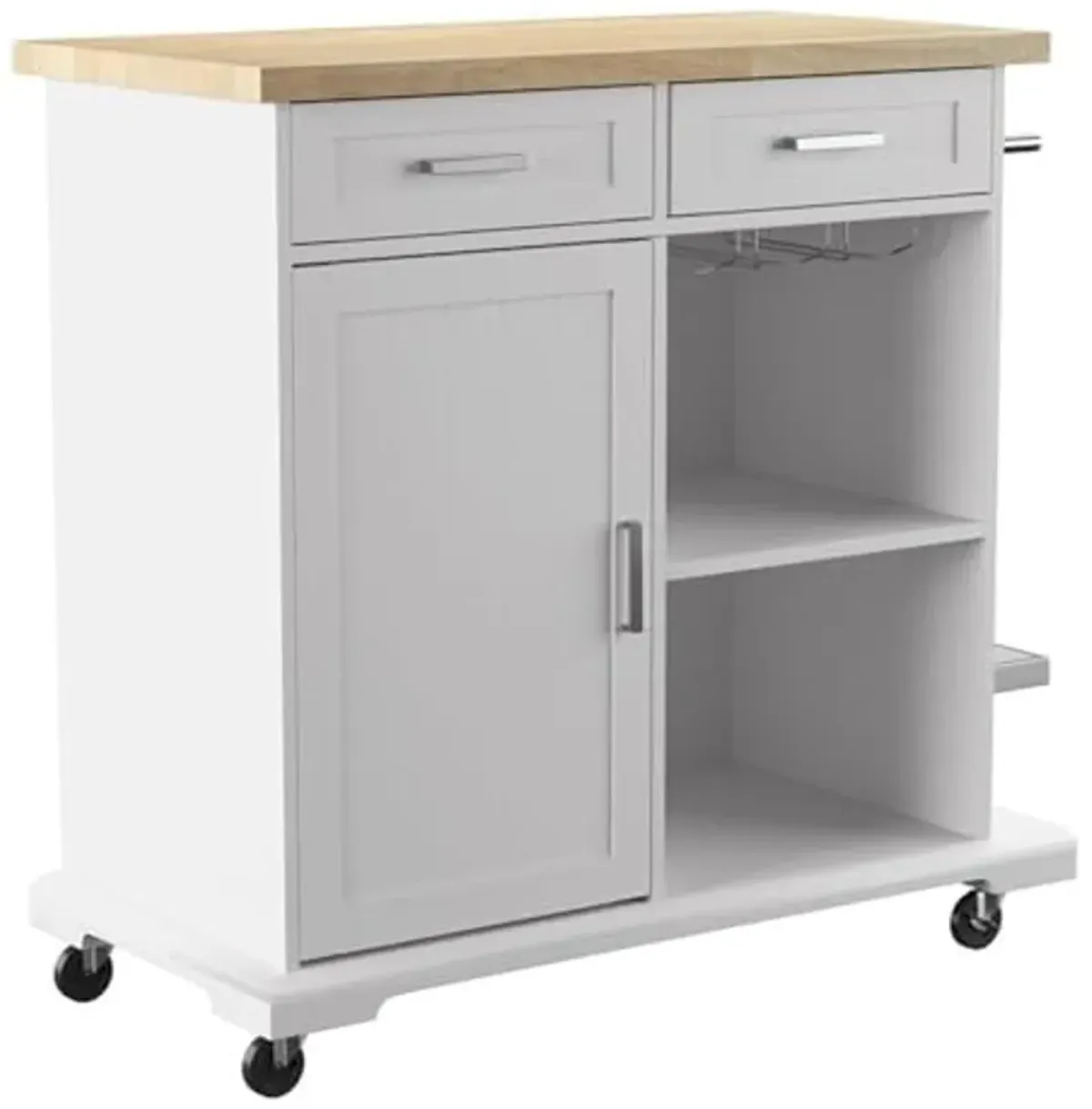 SEI Furniture Warkin Rolling Kitchen Island w/Storage