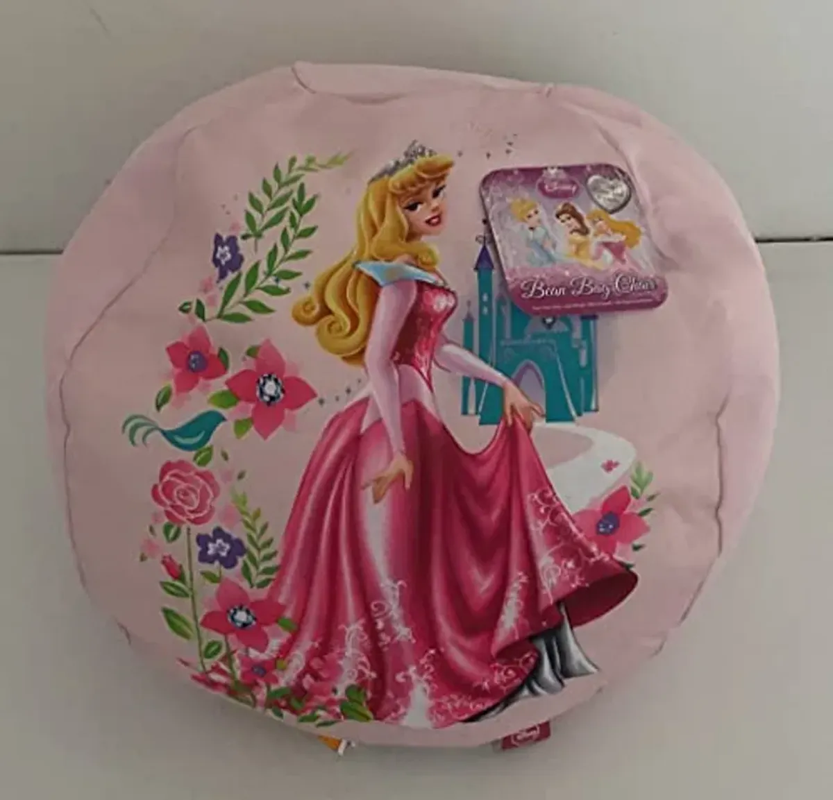 Idea Nuova Disney Princess Round Toddler Lightweight Bean Bag Chair, Small