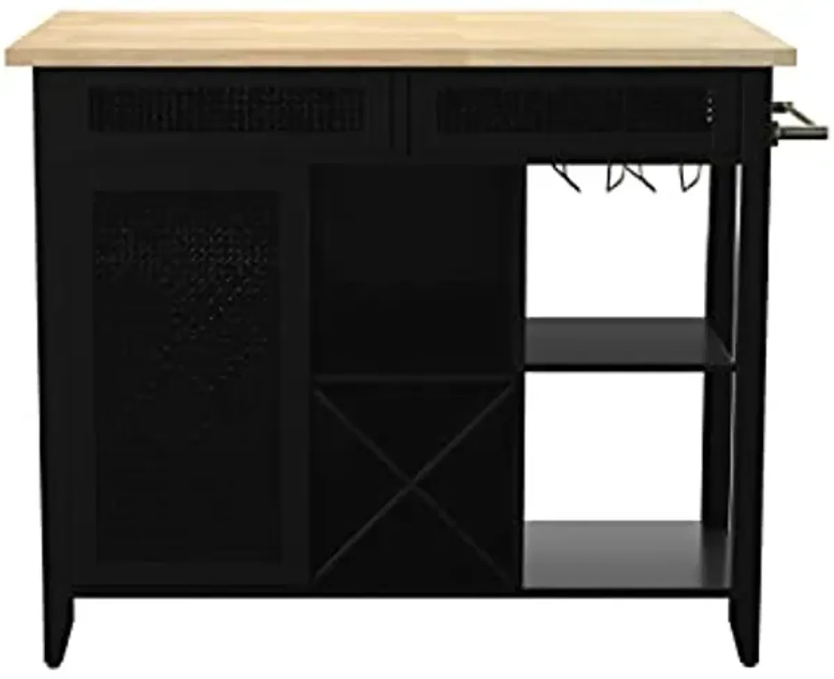 SEI Furniture Bramlage Kitchen Island, Black