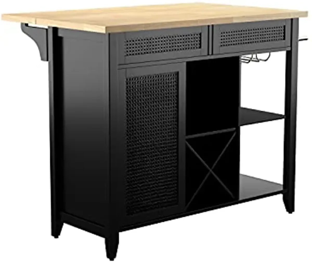 SEI Furniture Bramlage Kitchen Island, Black