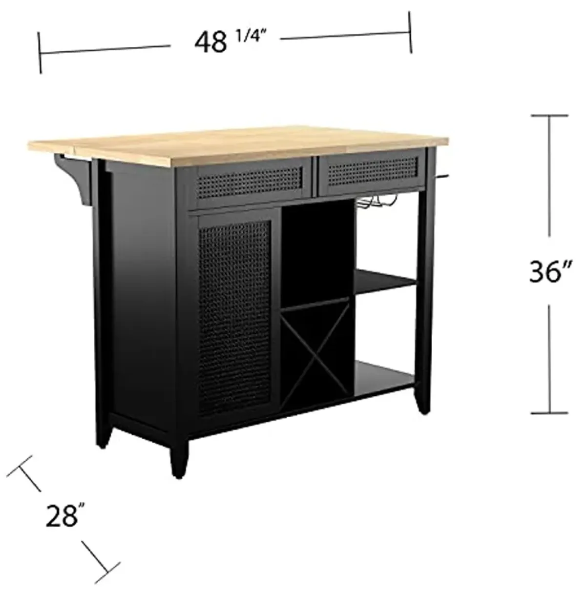 SEI Furniture Bramlage Kitchen Island, Black