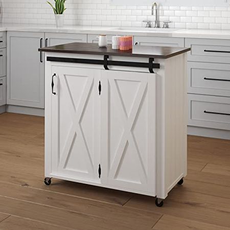 SEI Furniture Leshire Kitchen Cart, White