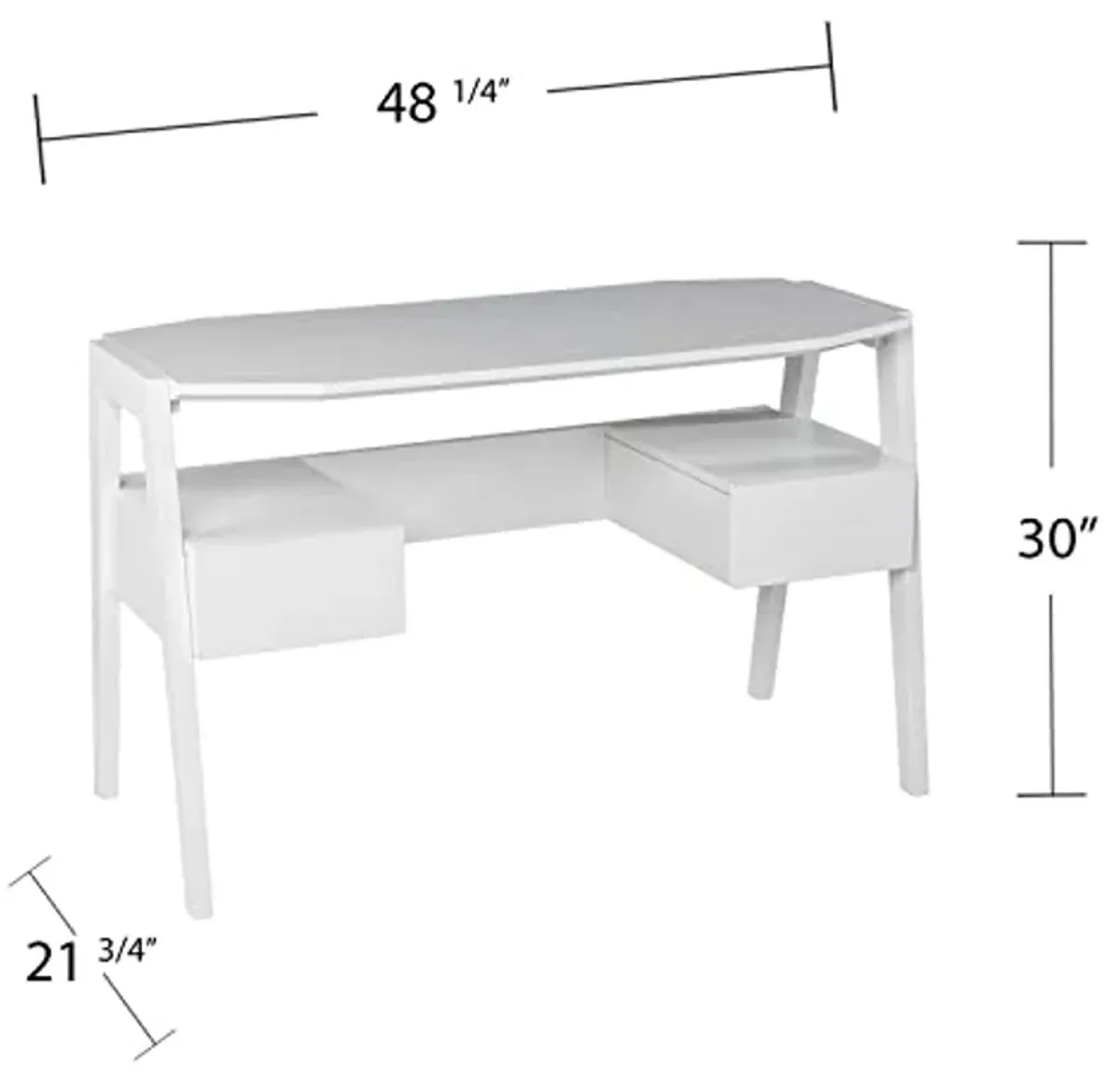 SEI Furniture Clyden Midcentury Modern Writing Desk w/Storage - White