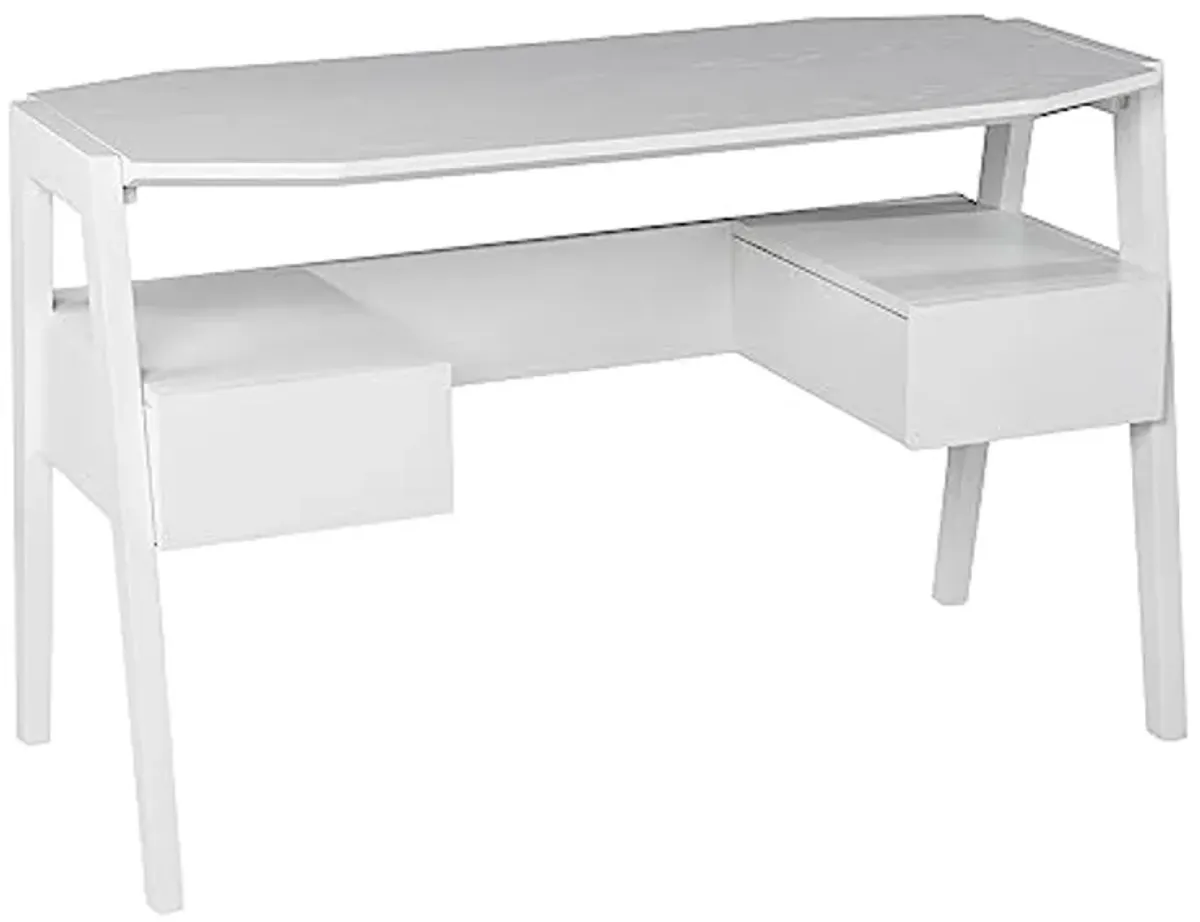 SEI Furniture Clyden Midcentury Modern Writing Desk w/Storage - White