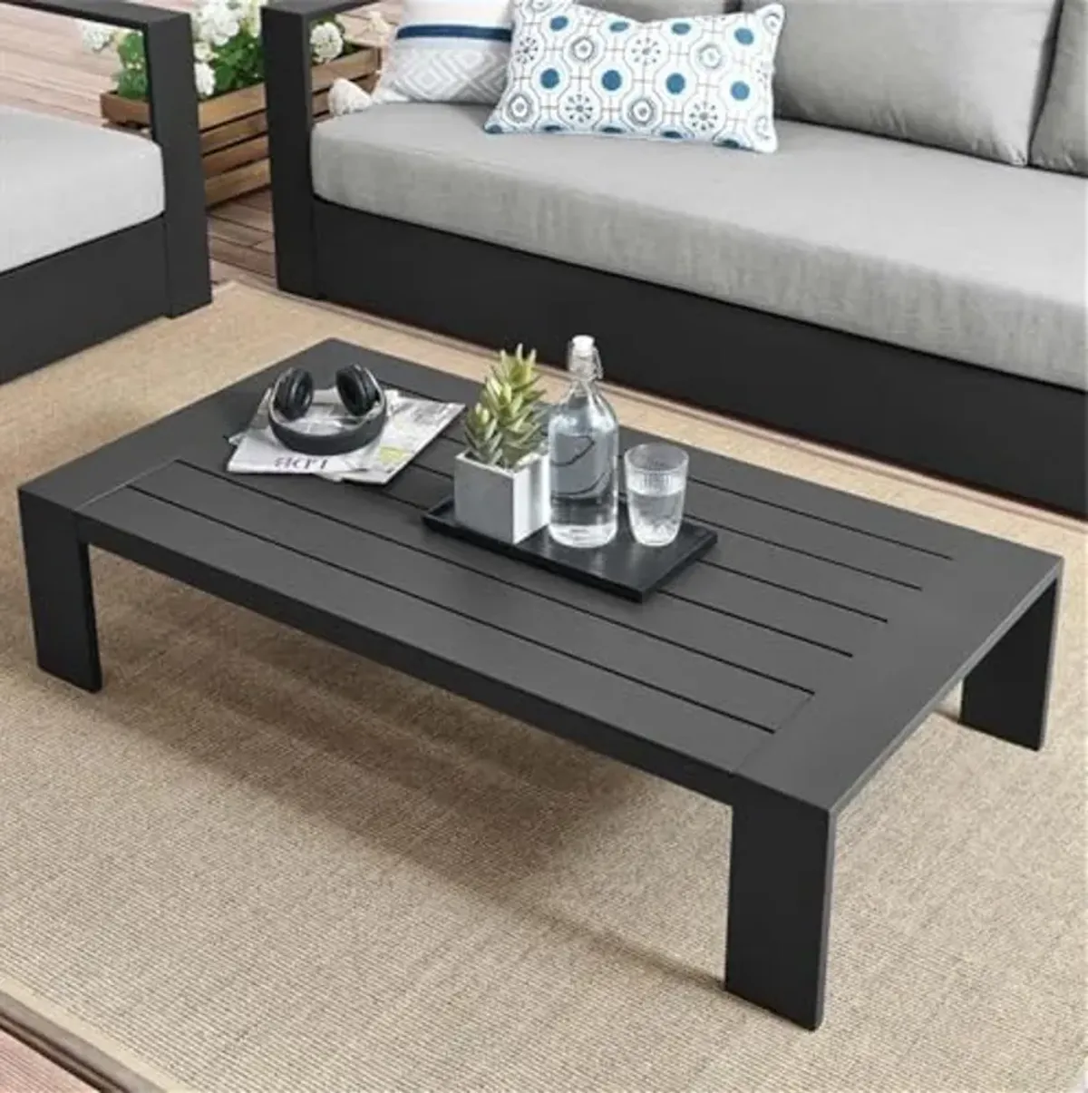 Modway Tahoe Aluminum Outdoor Patio Coffee Table in Gray