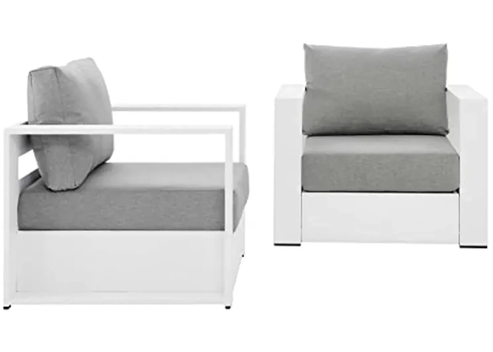 Modway Tahoe Aluminum 2-Piece Patio Set in White Gray