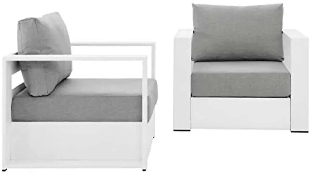 Modway Tahoe Aluminum 2-Piece Patio Set in White Gray