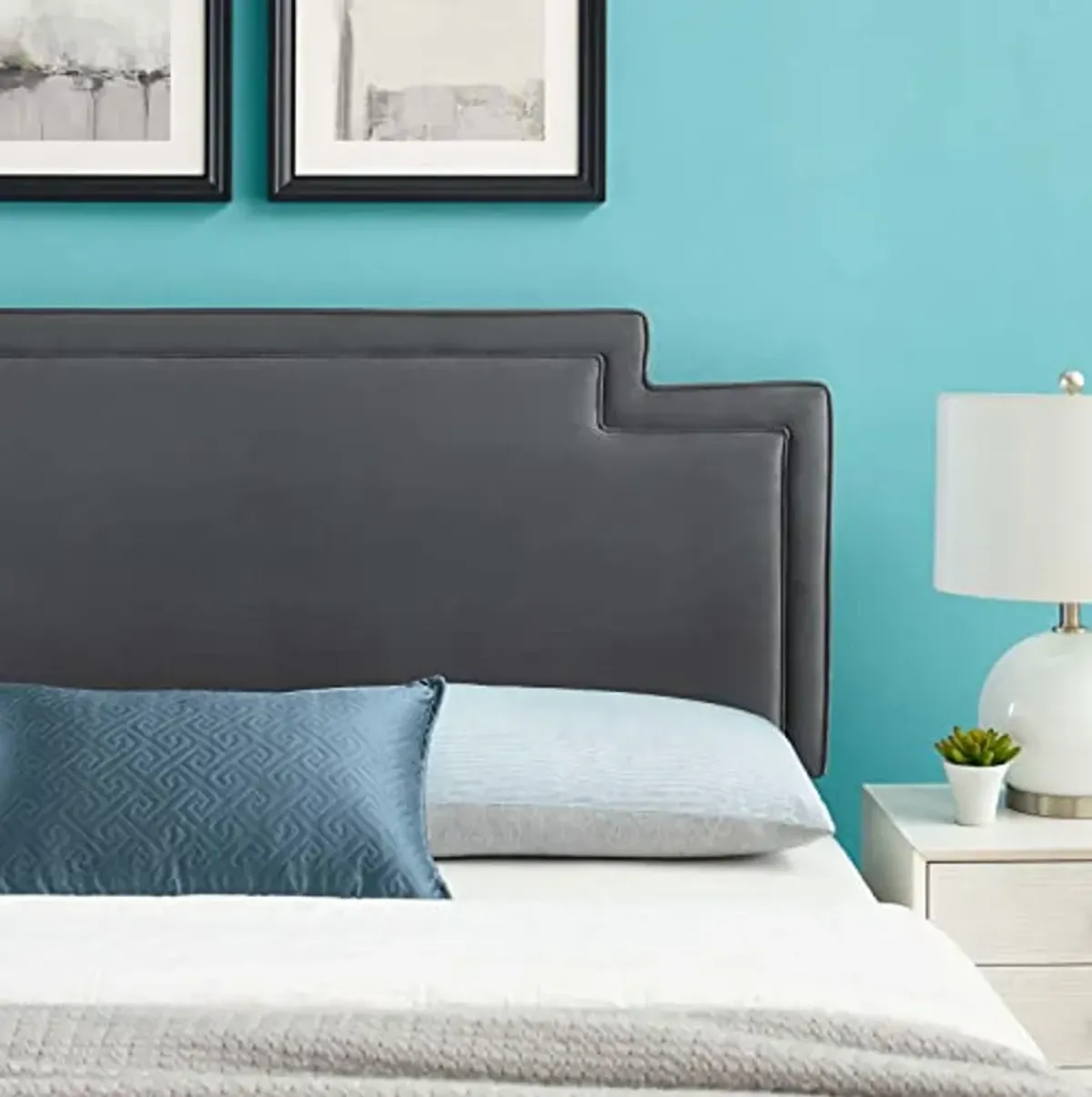 Modway MOD-6574-CHA Transfix Performance Velvet Twin Headboard, Charcoal