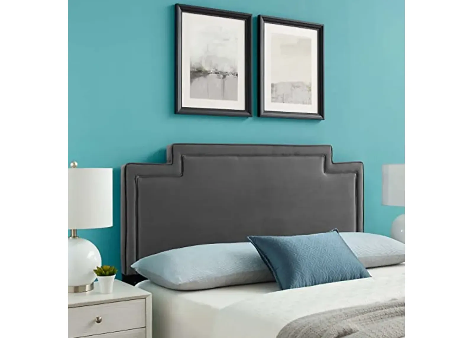 Modway MOD-6574-CHA Transfix Performance Velvet Twin Headboard, Charcoal