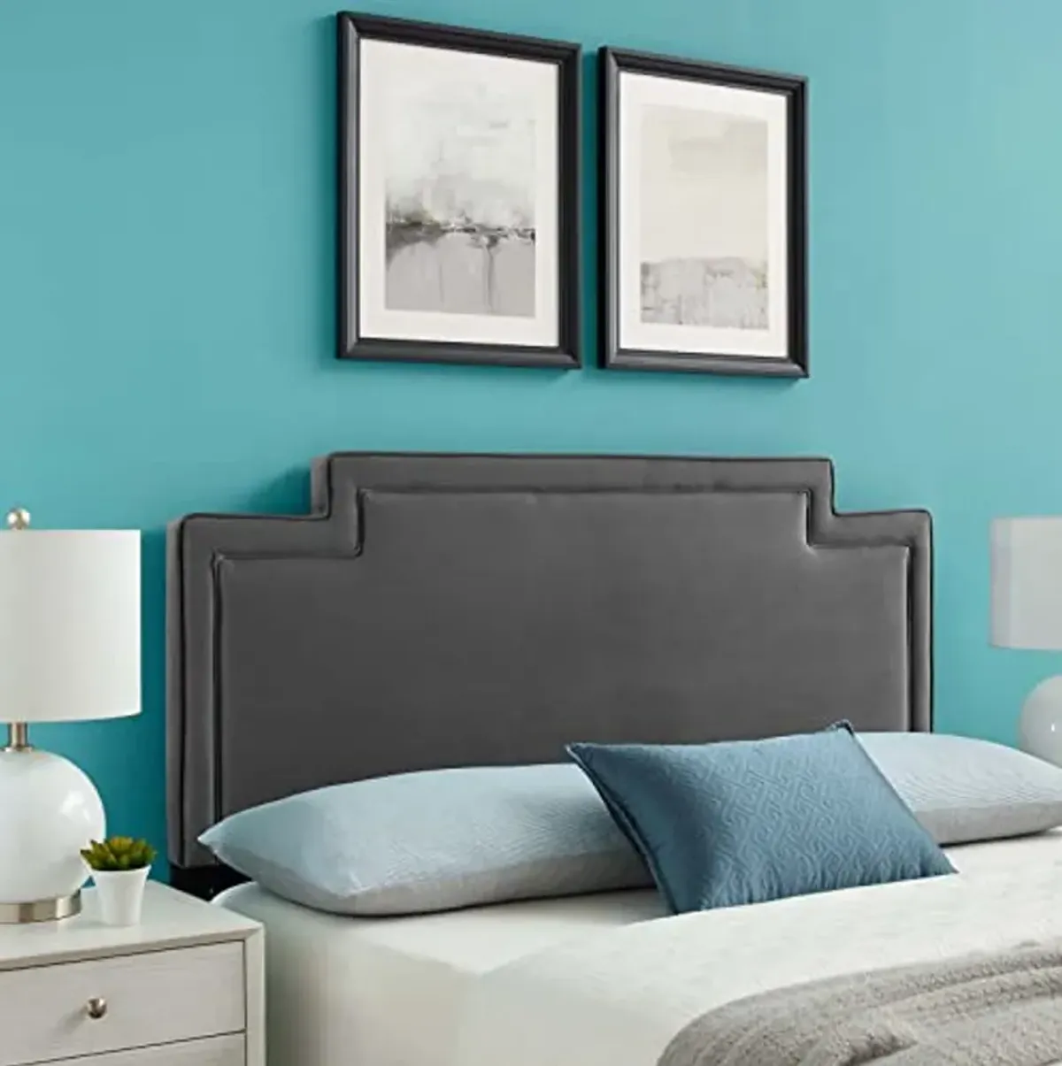 Modway MOD-6574-CHA Transfix Performance Velvet Twin Headboard, Charcoal