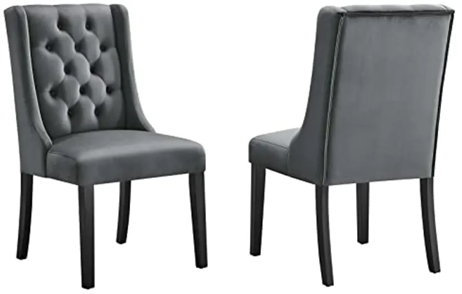 Modway EEI-5013-GRY Baronet Performance Velvet Dining Chairs - Set of 2, Gray