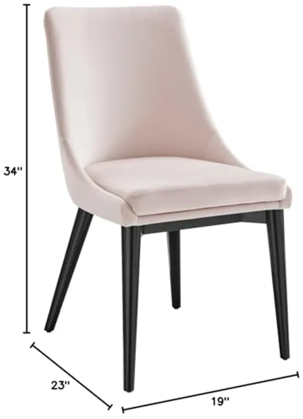 Modway EEI-5009-PNK Viscount Performance Velvet Dining Chair, Pink