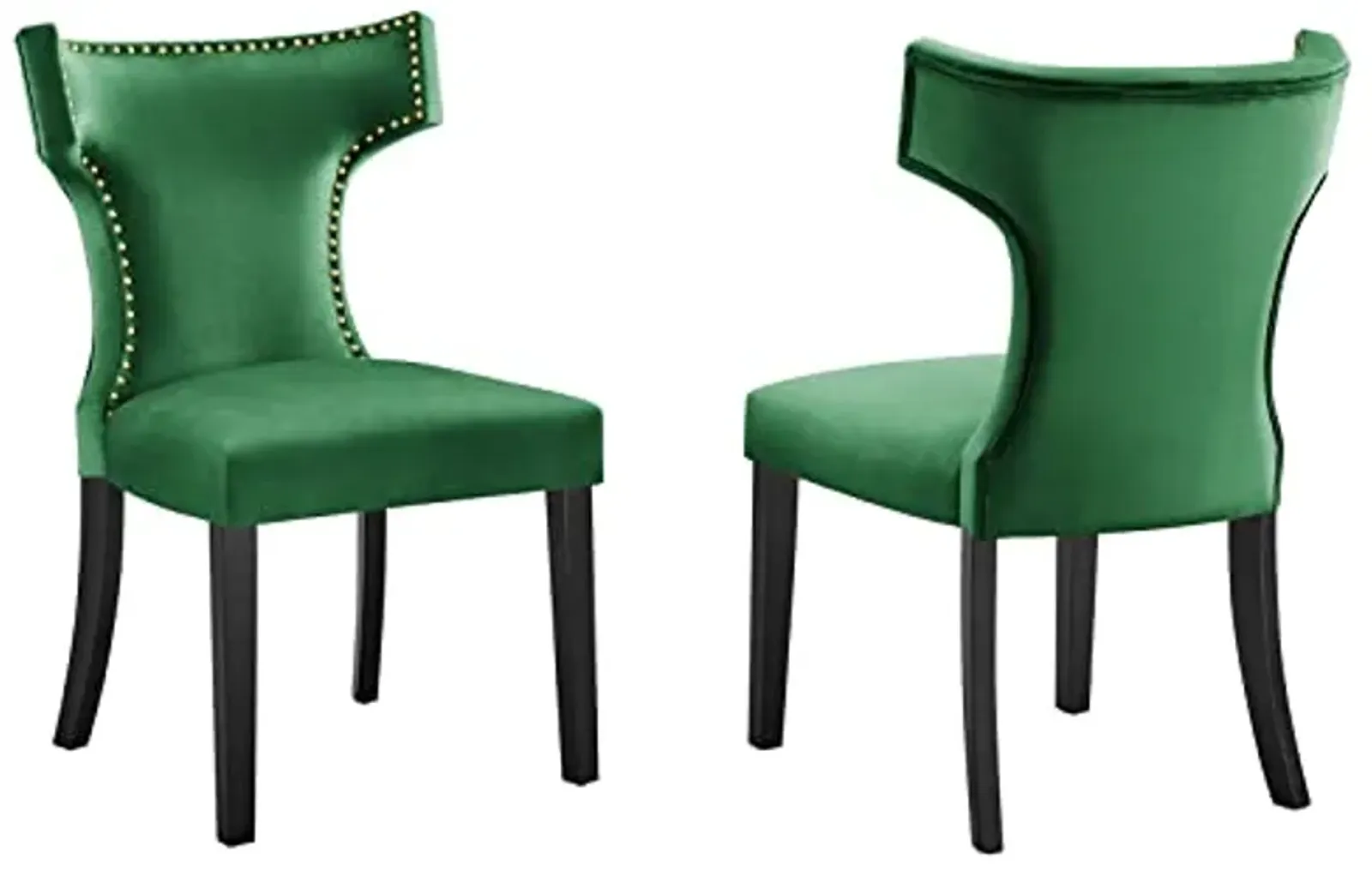 Modway EEI-5008-EME Curve Performance Velvet Dining Chairs - Set of 2, Emerald