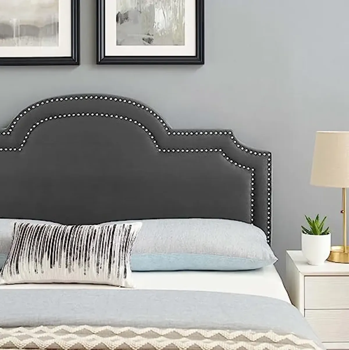 Modway Belinda Performance Velvet Headboard, King/California King, Charcoal