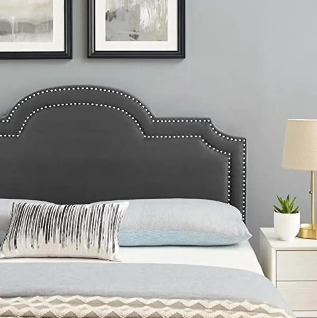 Modway Belinda Performance Velvet Headboard, King/California King, Charcoal