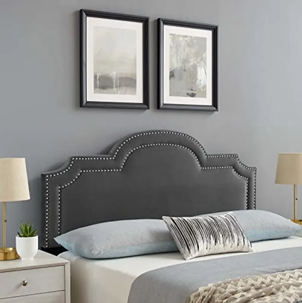 Modway Belinda Performance Velvet Headboard, King/California King, Charcoal