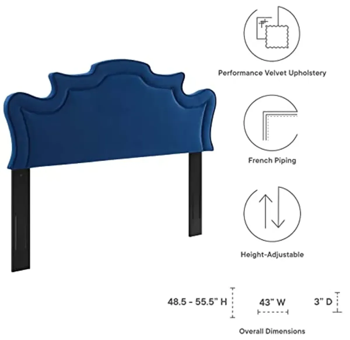 Modway Evangeline Performance Velvet Twin Headboard, Navy