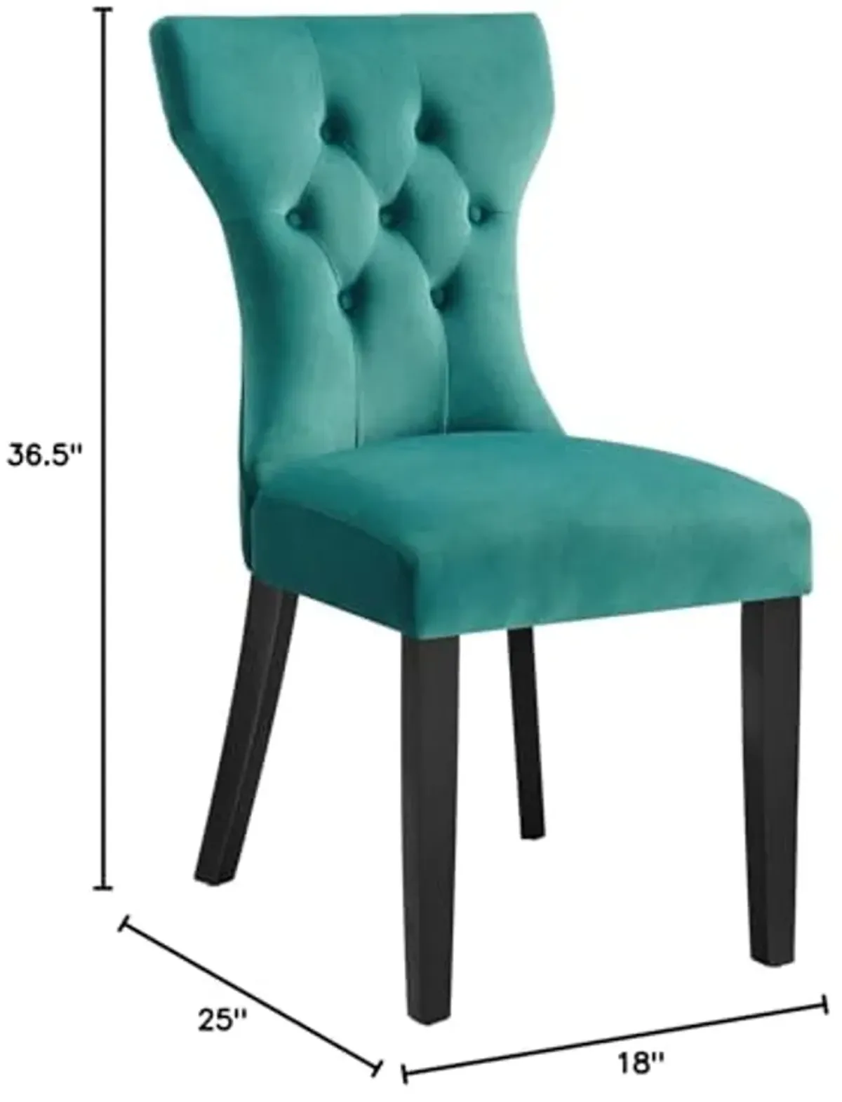 Modway EEI-5014-TEA Silhouette Performance Velvet Dining Chairs - Set of 2, Teal