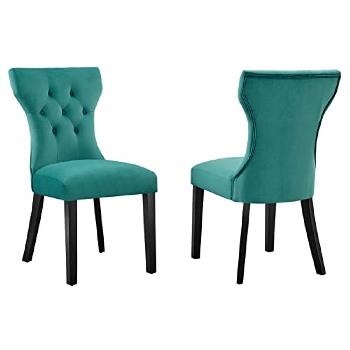 Modway EEI-5014-TEA Silhouette Performance Velvet Dining Chairs - Set of 2, Teal