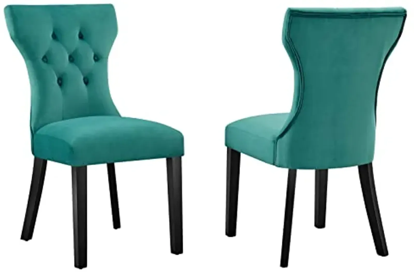 Modway EEI-5014-TEA Silhouette Performance Velvet Dining Chairs - Set of 2, Teal