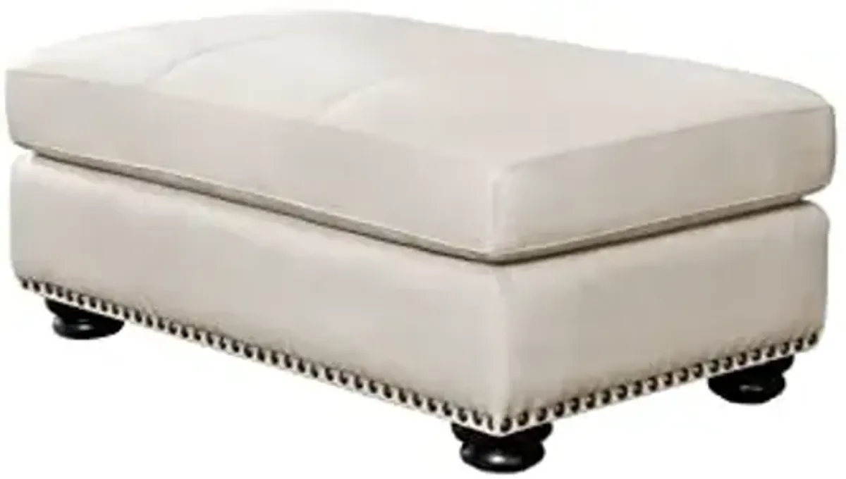 Abbyson Living Austin Sectional Ottoman - Traditional Design, Nailhead Trim, Ivory
