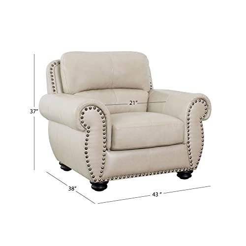 Abbyson Living Austin Leather Armchair, Ivory