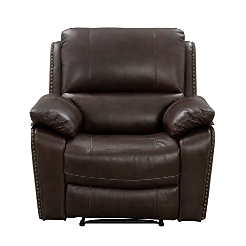 Abbyson Living Soldano Leather Recliner, Dark Brown