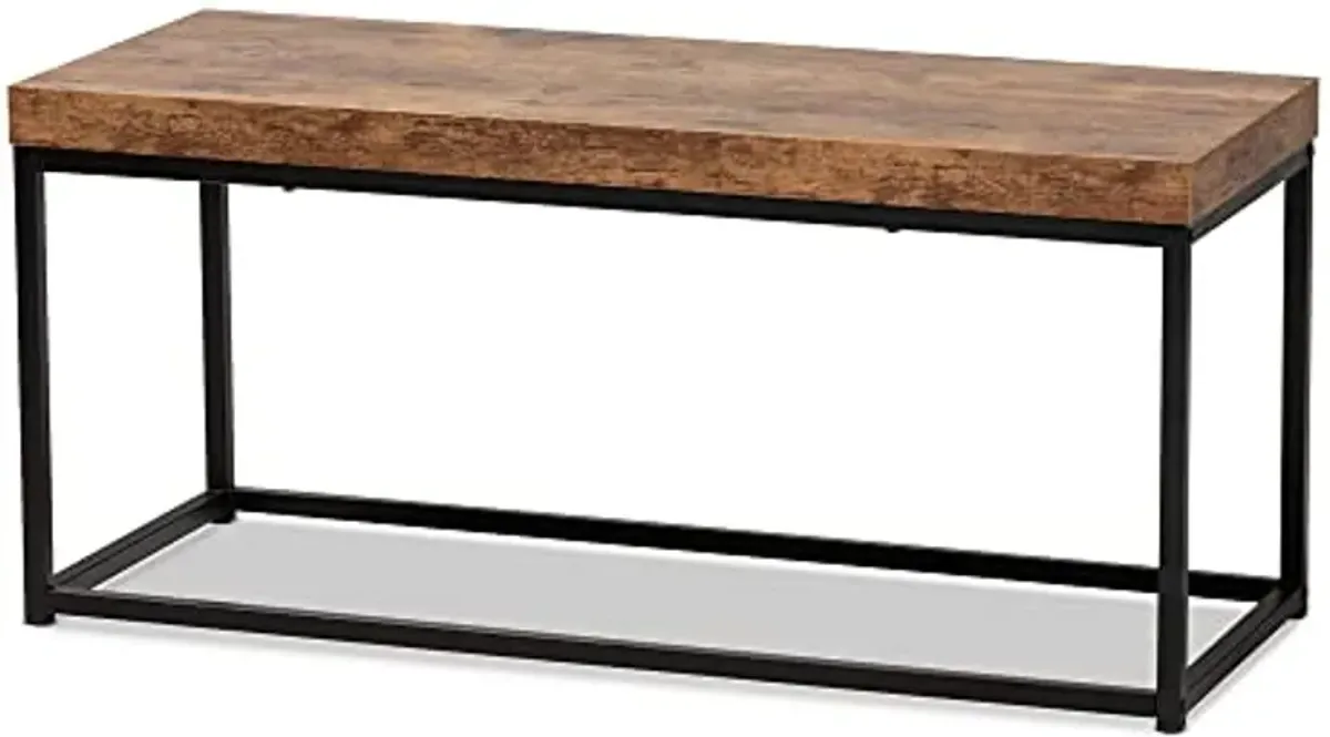 Baxton Studio Bardot Benches, Walnut Brown/Black